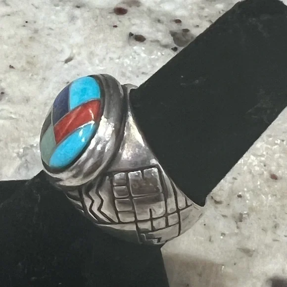 CAROLYN POLLACK sterling inlay ring - Picture 2 of 8
